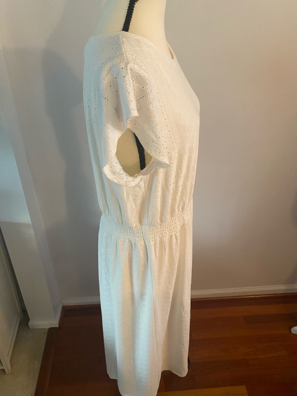Adrianna Papell NWT ivory eyelets mocked waist large dress - Picture 4 of 10